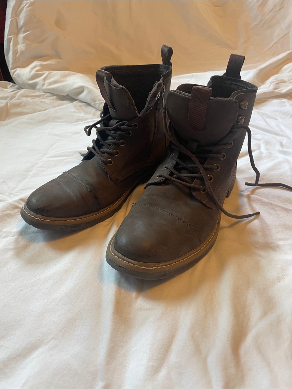 Vostey Dark Brown Lace-Up Men's Leather Boots